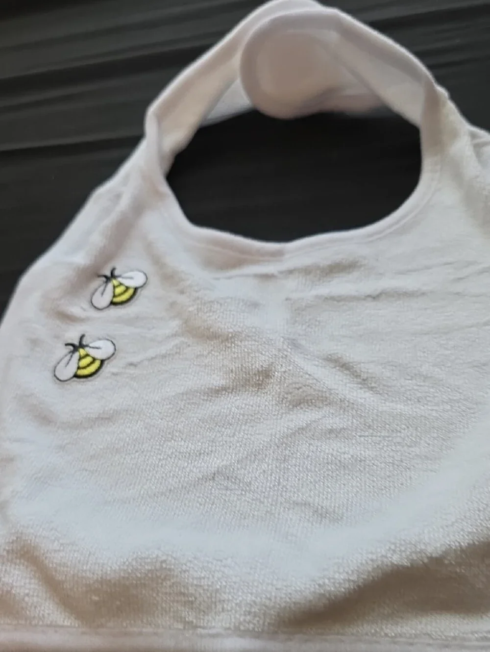 White Baby Bib with Red Cherry Patch 2 Pk